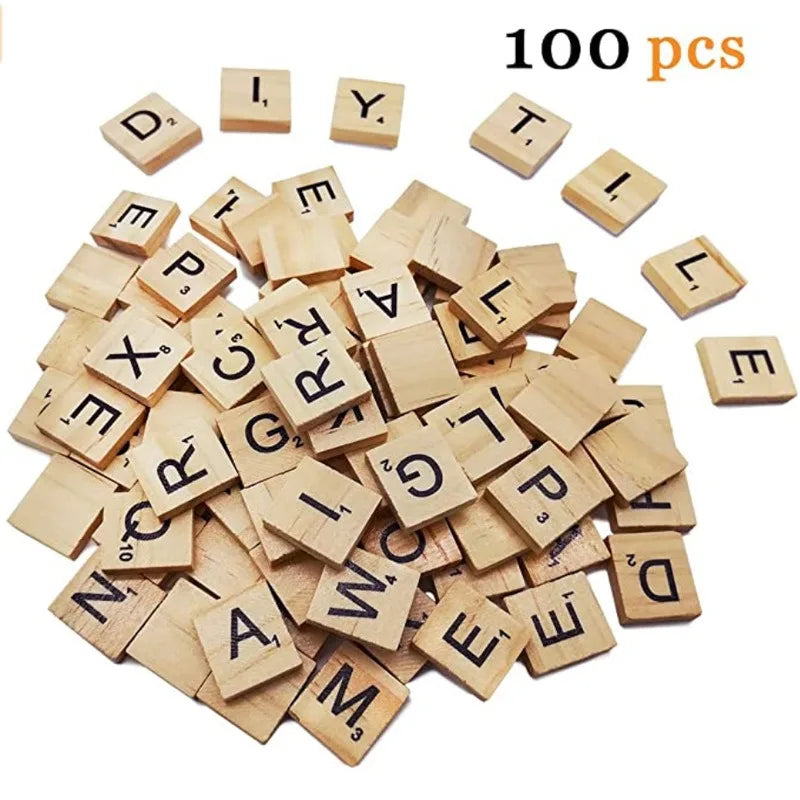 100 Pcs Wood Tiles Letters 1 Complete Sets of Wood Tiles Clever and Delights Perfect for Crafts, Letter Tiles, Spelling