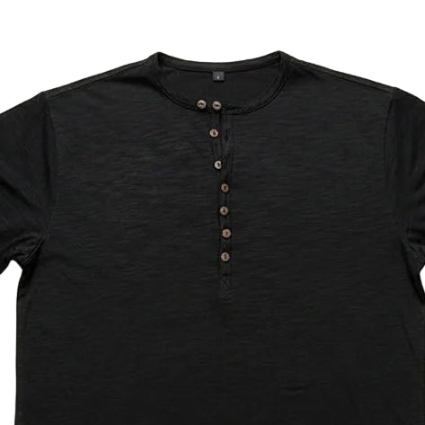Men's 100% Cotton Henley T-Shirt Quality Long Sleeve Basic T Shirt