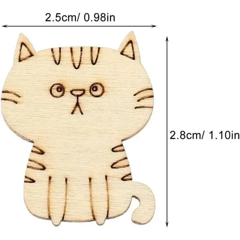 50pcs Unfinished Wooden Cat Cutouts, Unfinished Wood Crafts Pieces