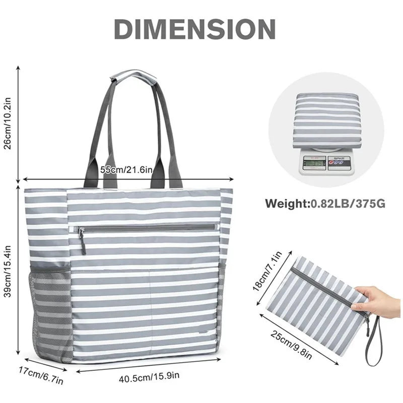 Beach Tote Bag Waterproof Foldable Large Capacity Lightweight Portable Travel Storage Bag for Outdoor Swimming Vacation M0251