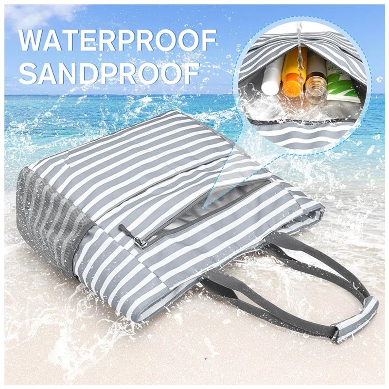 Beach Tote Bag Waterproof Foldable Large Capacity Lightweight Portable Travel Storage Bag for Outdoor Swimming Vacation M0251