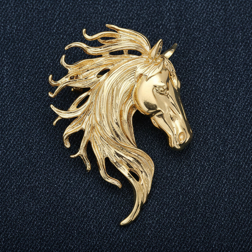 Shining Horse Head Brooch