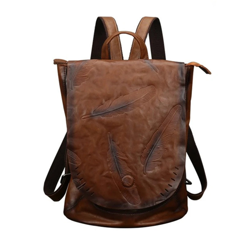 Nesitu Highend Vintage A4 Coffee Brown Black Full Grain Genuine Leather Women Backpack Cowhide Girl Female Travel Bag M8703