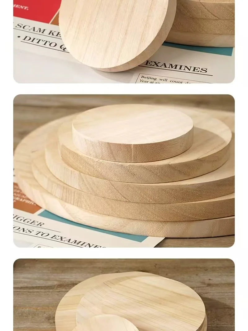 1/3Pcs Dia 50-500mm Unfinished Solid Wood Round Wooden Board DIY Material Handmade Round Wooden Carving Board Thick 0.5cm-2.5cm