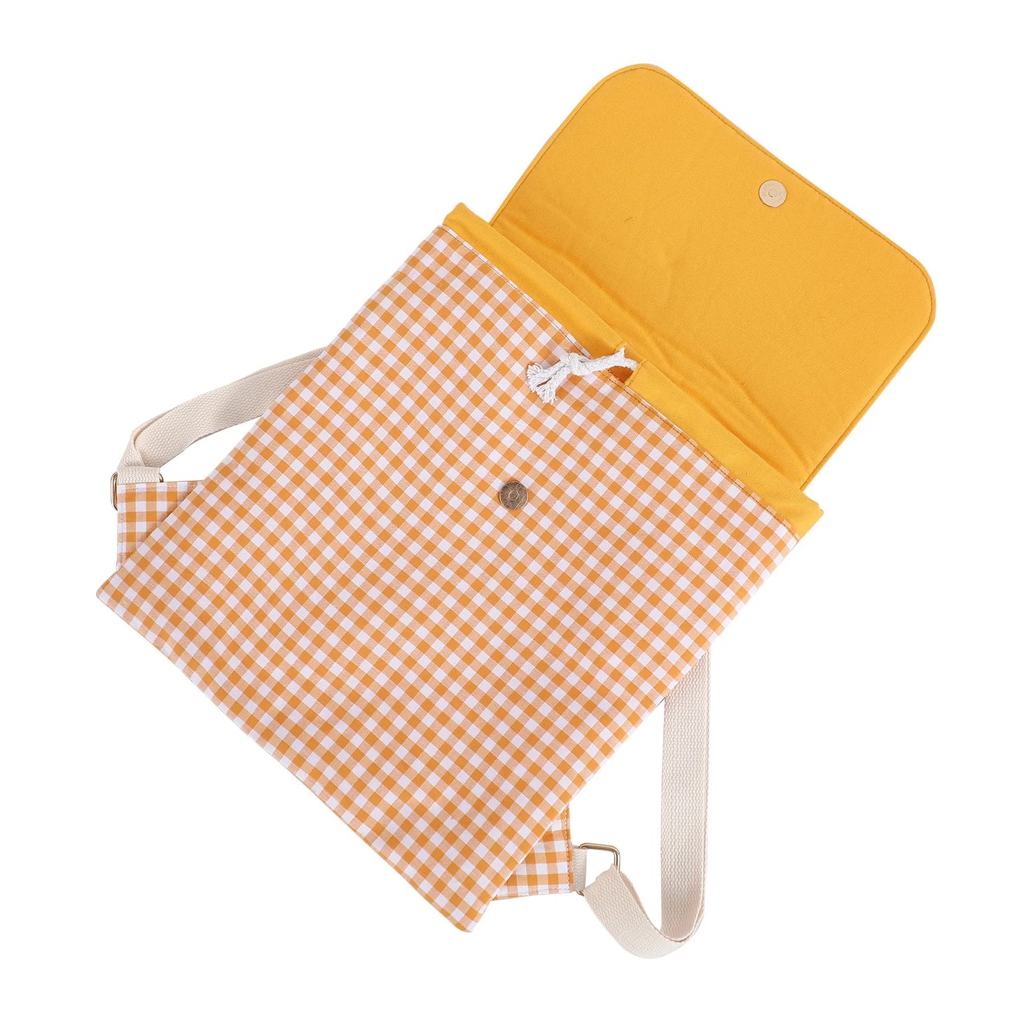 Plaid Backpack For Girls Drawstring Students Canvas Travel Schoolbag Laptop Bookbag