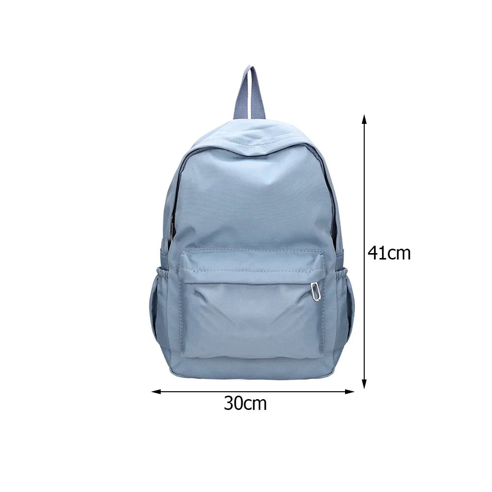 Preppy Solid Color Shoulder Bag Nylon School Knapsack Korean Teenager White School Bag Sports Travel Backpack for Women