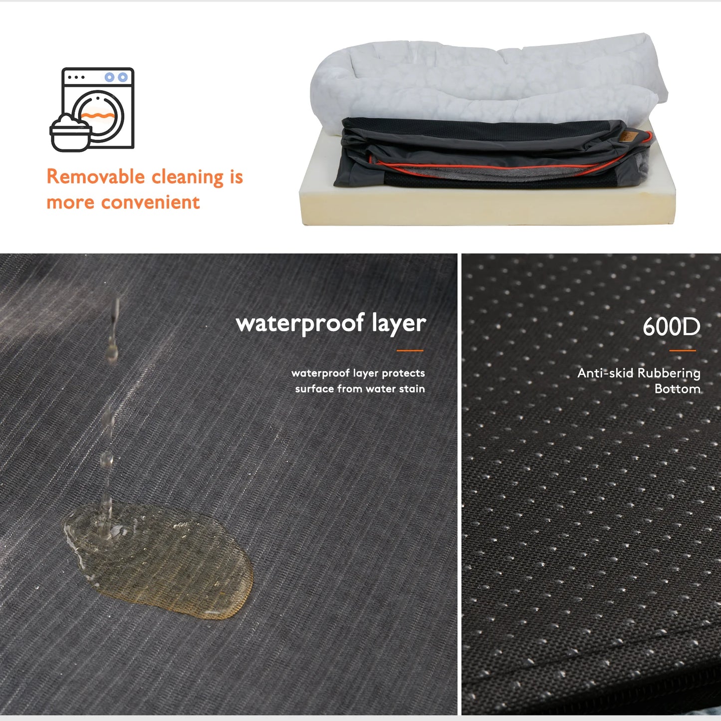 Cozy Large Dog Bed – Waterproof Fleece Pet Bed with Washable Cover for Big Dogs