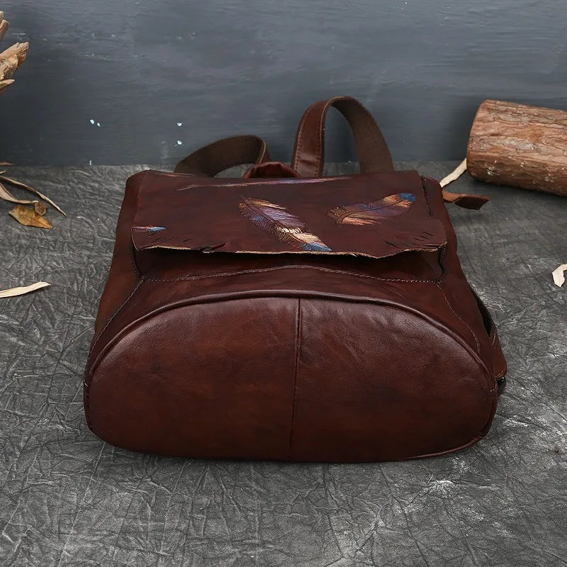 Nesitu Highend Vintage A4 Coffee Brown Black Full Grain Genuine Leather Women Backpack Cowhide Girl Female Travel Bag M8703