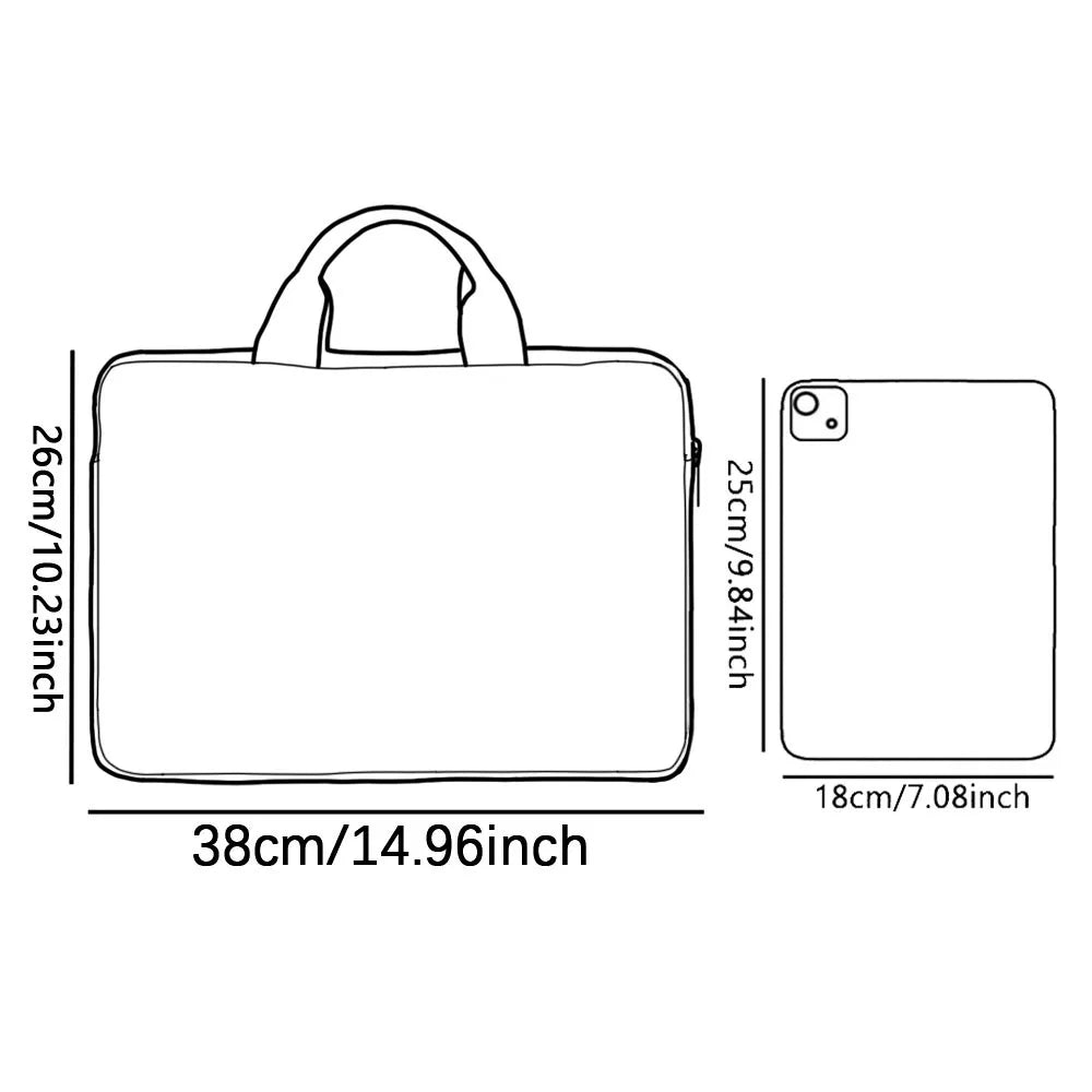 One Set, Two Styles, White Goose with Daisies Pattern Printed Laptop Sleeve, Briefcase, Suitable for 14-inch Laptops