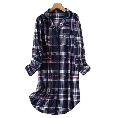 Plaid Flannel Knee-length Nightshirt – Classic Country Prints