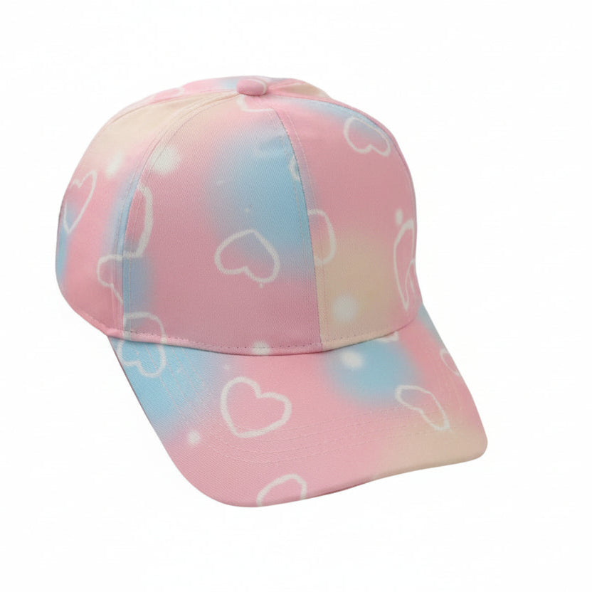 Child's Tie-dye Heart Print Adjustable Baseball Cap