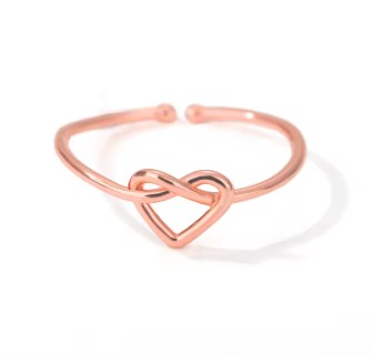 Stainless Steel Knot Heart Ring Adjustable Ring