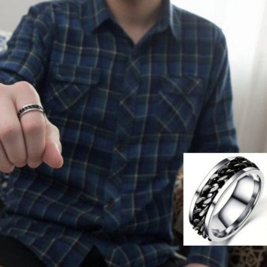 Men’s Rotatable Chain Ring – Stainless Steel Casual Band Gift