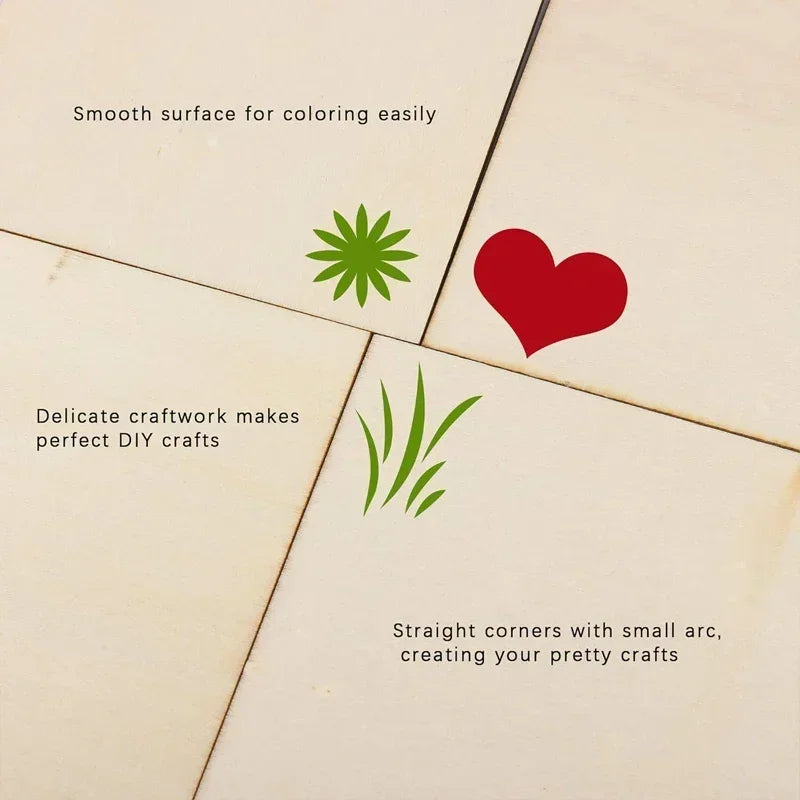 50/100pcs 8/10cm Wood Squares for Crafts Unfinished Wooden Square Cutouts Blank Wood Pieces for DIY Craft, Painting, Staining