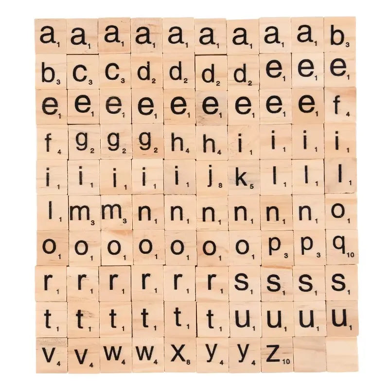 100Pcs Wood Letter Tiles Alphabet Word Game Pieces, Number Tiles for Crafts, Education, Home School