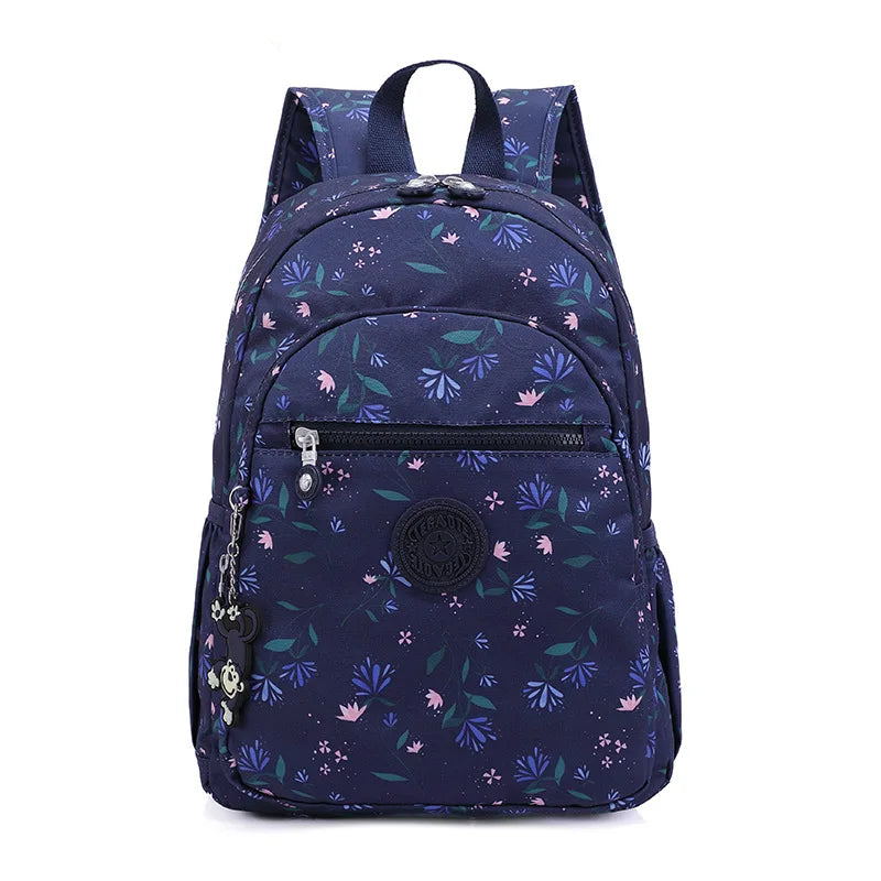 TEGAOTE High Quality Nylon Flower Pattern Fashion Casual A4 Girl Boy Women Men Schoolbag Backpack Lightweight Travel Bag M1318