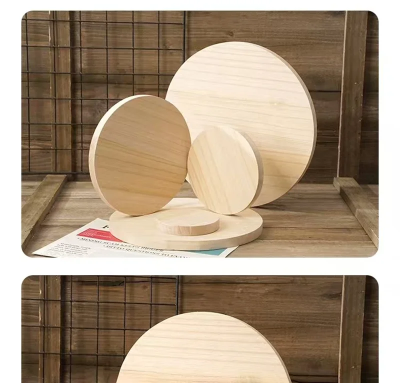 1/3Pcs Dia 50-500mm Unfinished Solid Wood Round Wooden Board DIY Material Handmade Round Wooden Carving Board Thick 0.5cm-2.5cm