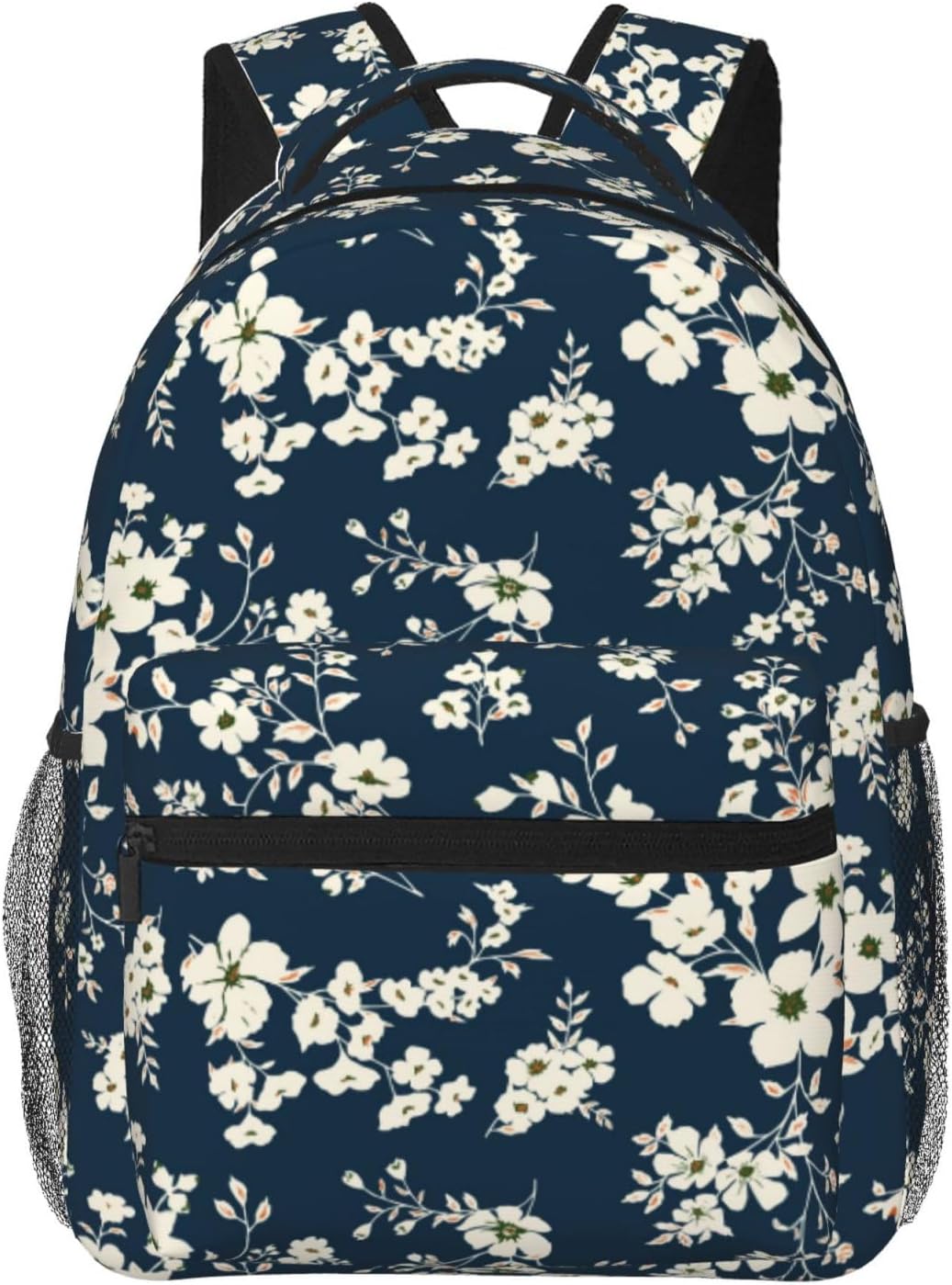 Cute Flowers on Blue Background Lightweight Laptop Backpack for Women Men College Bookbag Casual Daypack Travel Bag