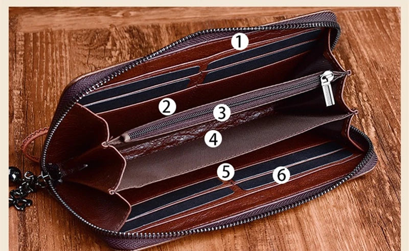 Nesitu Highend Vintage Long Size Flower Brown Coffee Red Top Grain Genuine Leather Women Clutch Wallet Lady Phone Purse M004