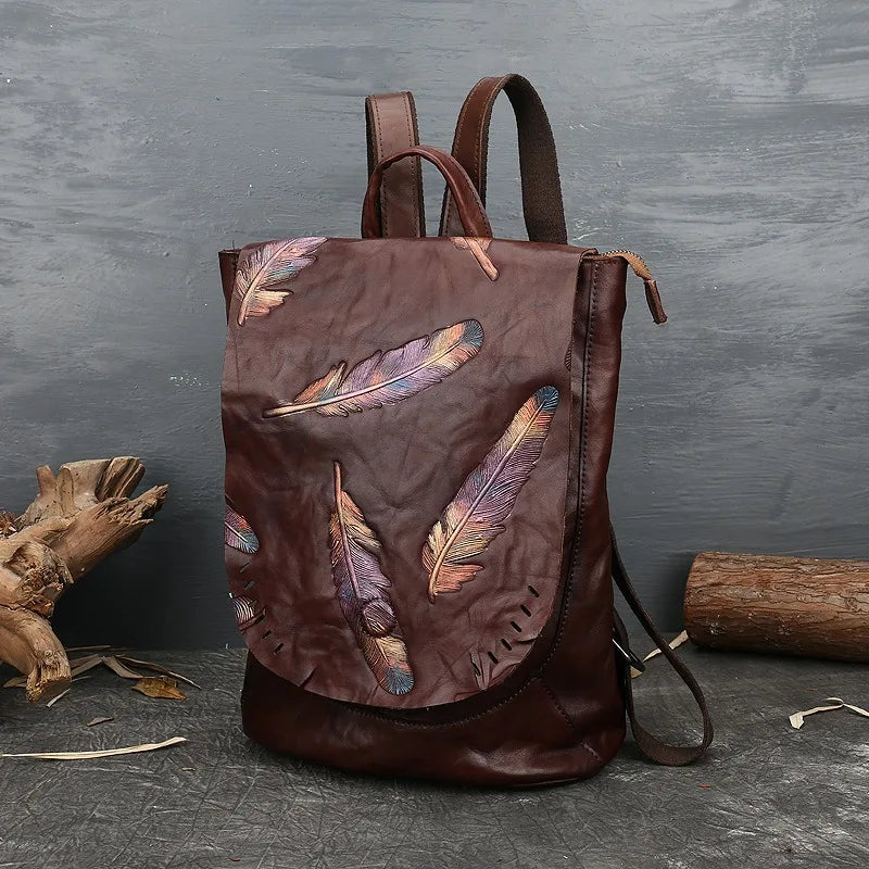 Nesitu Highend Vintage A4 Coffee Brown Black Full Grain Genuine Leather Women Backpack Cowhide Girl Female Travel Bag M8703