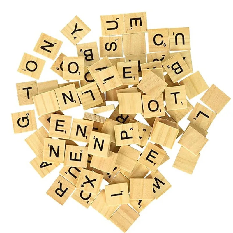 100 Pcs Wood Tiles Letters 1 Complete Sets of Wood Tiles Clever and Delights Perfect for Crafts, Letter Tiles, Spelling