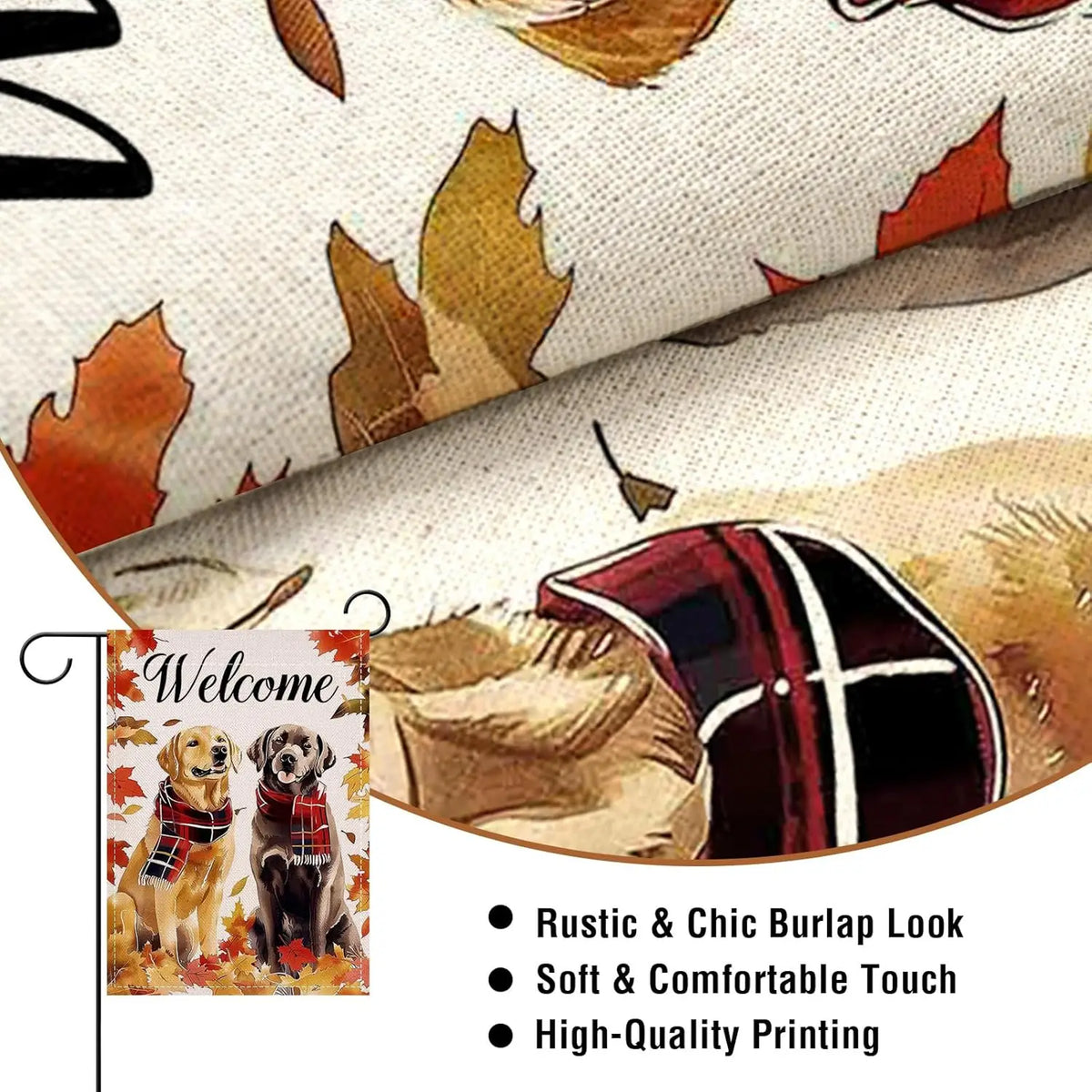 Black and Golden Labs Among Autumn Leaves Yard, Garden Welcome Flag
