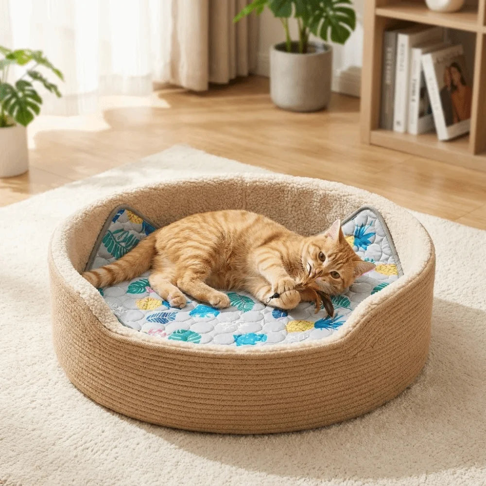 Cat Cold Bed Breathable Dog Cooling Pad Nonslip Comfortable Ice Cushion Soft Ice Silk Pad Dog Sleeping Mat Kennel