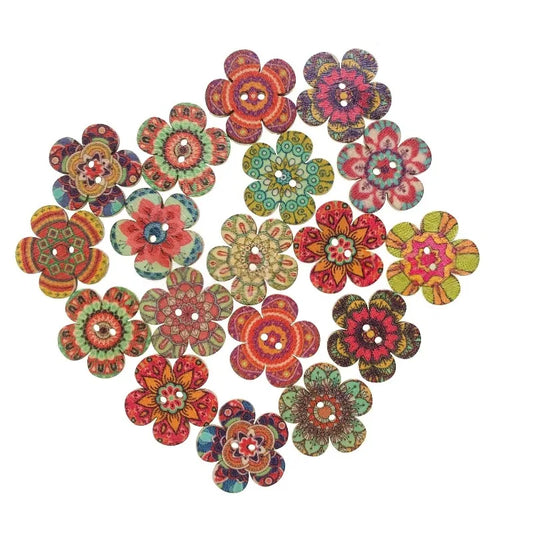 50Pcs 20mm Wooden Buttons Mixed Random Fashion Round 2 Holes Sewing Buttons Scrapbooking DIY Decor Craft