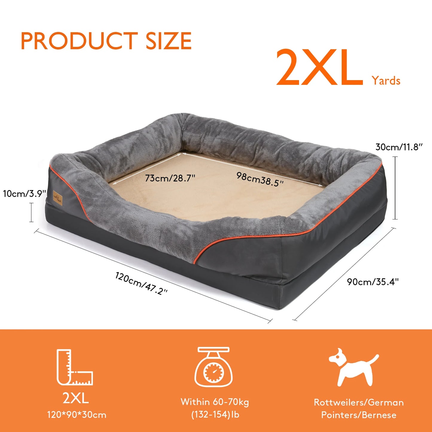 Cozy Large Dog Bed – Waterproof Fleece Pet Bed with Washable Cover for Big Dogs