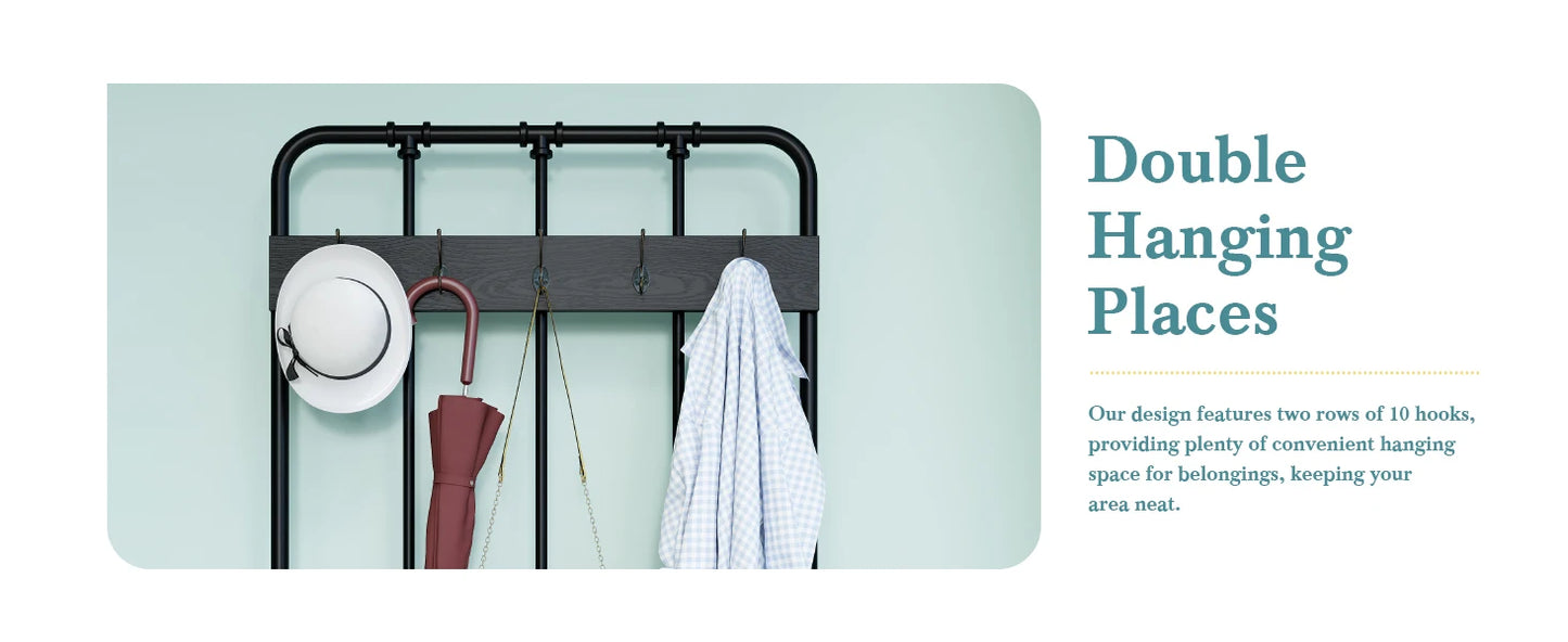 Hall Tree Hat and Coat Rack Shoe Bench Entryway Organizer