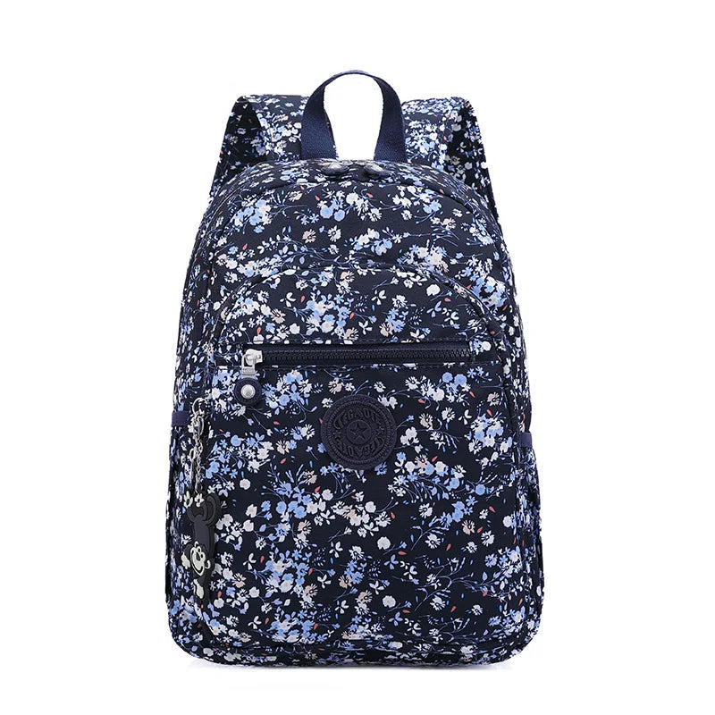 TEGAOTE High Quality Nylon Flower Pattern Fashion Casual A4 Girl Boy Women Men Schoolbag Backpack Lightweight Travel Bag M1318