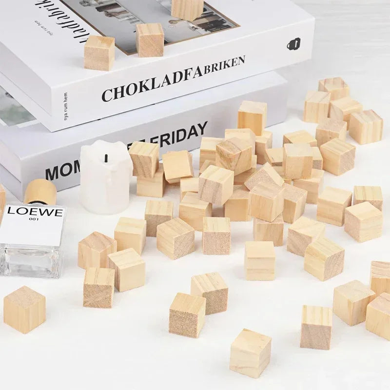 Unfinished Wood Blocks for Crafts, Wood Cubes for Crafts, Decorations