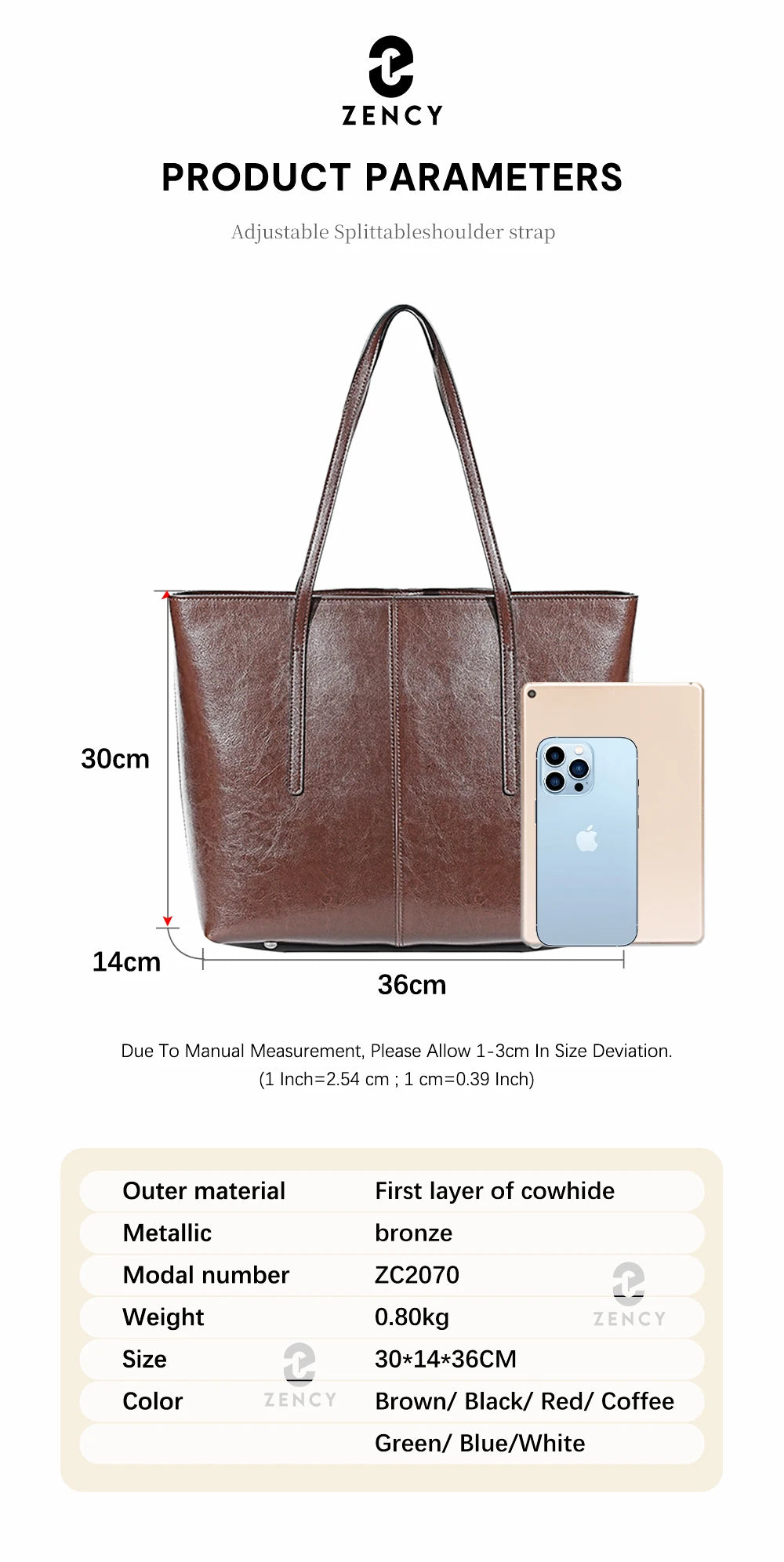 2025 New Coffee Women Handbag 100% Genuine Leather Ladies Shoulder Purse Ladies Black Tote Bag Large Capacity Shopper Bags Brown