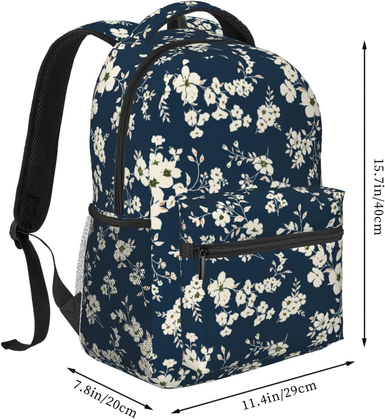 Cute Flowers on Blue Background Lightweight Laptop Backpack for Women Men College Bookbag Casual Daypack Travel Bag