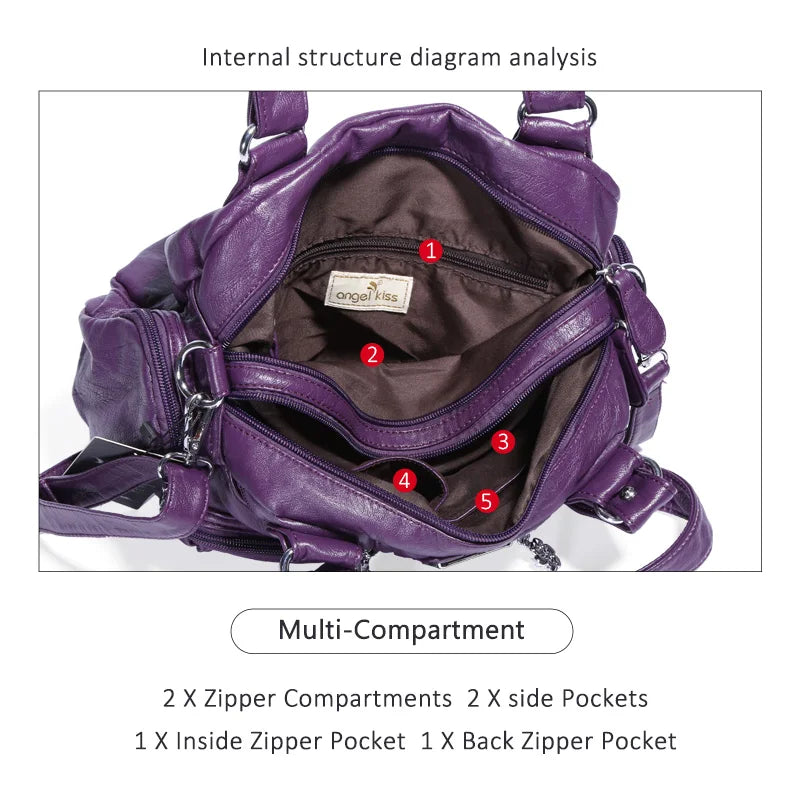 Angelkiss Women Handbags Satchel Top-handle Handbag PU Shoulder Bag Dumpling Pack Give Gifts Shoulder Bags Phone Money Pack