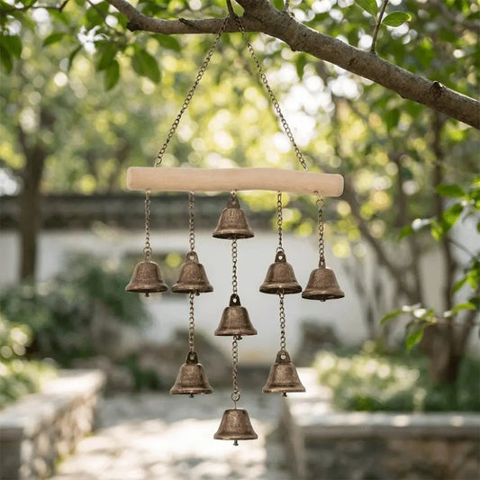 Decorative Hanging Bells, Wood and Metal Wind Chime or Wall Hanging