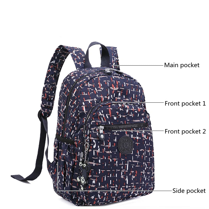 TEGAOTE High Quality Nylon Flower Pattern Fashion Casual A4 Girl Boy Women Men Schoolbag Backpack Lightweight Travel Bag M1318