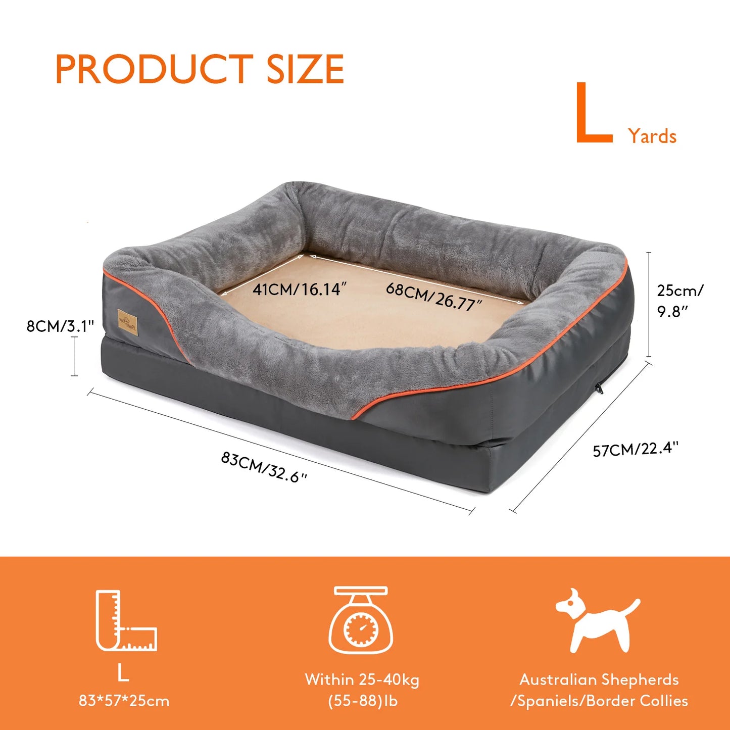 Cozy Large Dog Bed – Waterproof Fleece Pet Bed with Washable Cover for Big Dogs