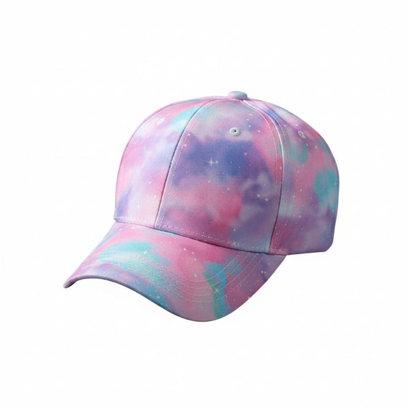 Colorful tie-dye cap on a white background