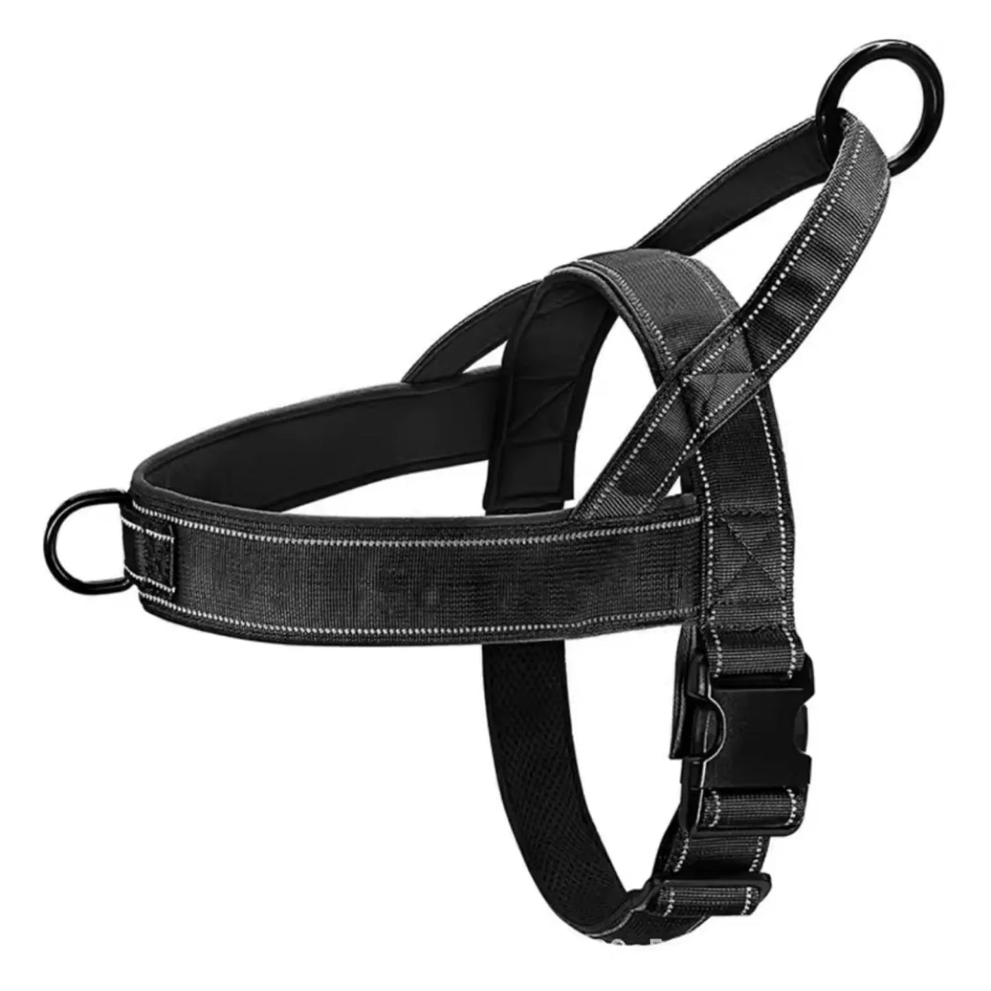 Black dog harness on a white background