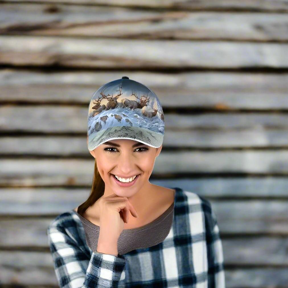 Winter Elk Hunting-themed Baseball Cap
