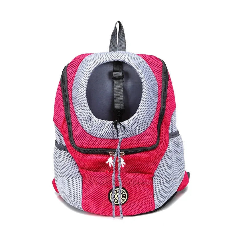 pet carrier backpack in rose red, pink color option