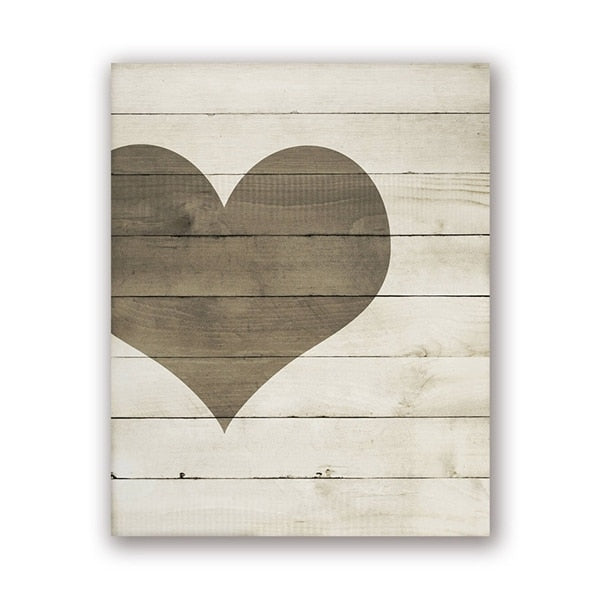 Rustic Hearts Farmhouse-style Wooden Heart Wall-decor Canvas Picture